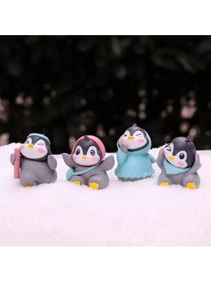 Himi Teraryum Objeleri 4'lü Penguen Karışık Gönderilir Dekoratif Biblo ve Diorama Objesi
