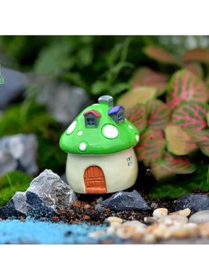 Himi Teraryum Objeleri 2'li Mantar Ev Dekoratif Biblo ve Diorama Objesi