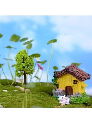 Himi Teraryum Objeleri Sarı Ev 1 Adet Dekoratif Biblo ve Diorama Objesi