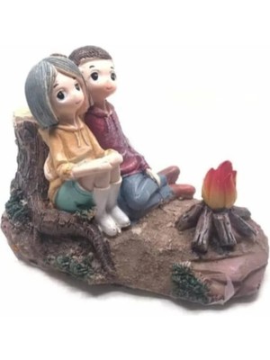 Himi Teraryum Objeleri Kamp Ateşi ve Sevgililer Büyük Dekoratif Biblo ve Diorama Objesi