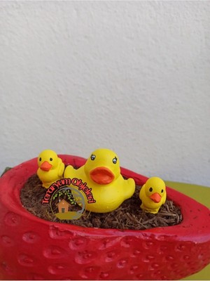 Himi Teraryum Objeleri Anne ve Yavru Ördekler Dekoratif Biblo ve Diorama Objesi