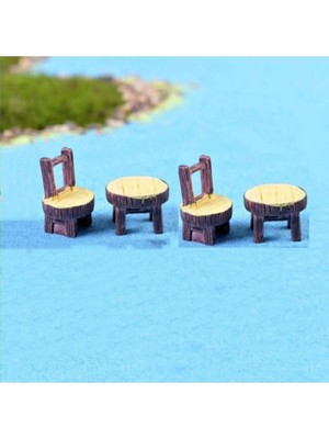 Himi Teraryum Objeleri 2'li Masa Sandalye Dekoratif Biblo ve Diorama Objesi
