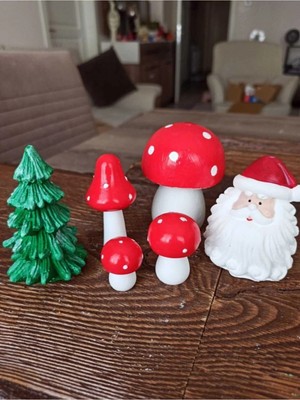 Himi Teraryum Objeleri Mantarlar, Ağaç, Noel Baba Dekoratif Biblo ve Diorama Objesi