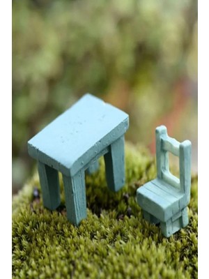 Himi Teraryum Objeleri Masa ve Sandalye 3 Parça Dekoratif Biblo ve Diorama Objesi