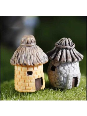 Himi Teraryum Objeleri 2'li Minik Ev Dekoratif Biblo ve Diorama Objesi