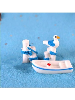 Himi Teraryum Objeleri Martı ve Gemi Dekoratif Biblo ve Diorama Objesi