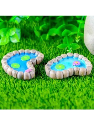 Himi Teraryum Objeleri 2'li Minik Havuz Dekoratif Biblo ve Diorama Objesi