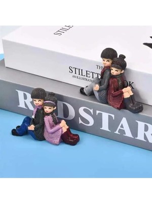 Himi Teraryum Objeleri 2'li Sırt Sırta Veren Sevgililer Dekoratif Biblo ve Diorama Objesi