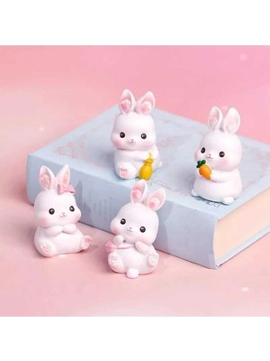 Himi Teraryum Objeleri 4'lü Tavşan Dekoratif Biblo ve Diorama Objesi