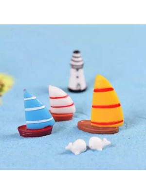 Himi Teraryum Objeleri 3'lü Yelkenli Tekne Dekoratif Biblo ve Diorama Objesi