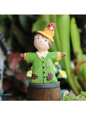 Himi Teraryum Objeleri Baykuşlu Korkuluk Dekoratif Biblo ve Diorama Objesi