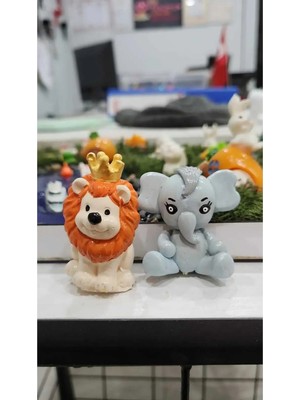 Himi Teraryum Objeleri Aslan ve Fil Dekoratif Biblo ve Diorama Objesi