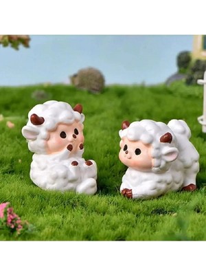 Himi Teraryum Objeleri 2'li Kuzu Dekoratif Biblo ve Diorama Objesi