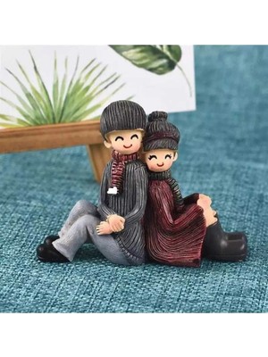 Himi Teraryum Objeleri Sırt Sırta Veren Sevgililer Dekoratif Biblo ve Diorama Objesi