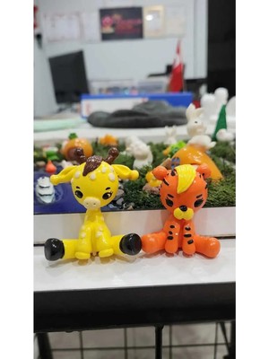 Himi Teraryum Objeleri 2'li Zürafa ve Kaplan Dekoratif Biblo ve Diorama Objesi