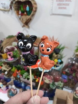 Himi Teraryum Objeleri 2'li Köpek Dekoratif Biblo ve Diorama Objesi