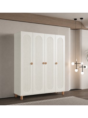 Pema Home Peri %100 Mdf Membran 4 Kapaklı Dolap Gardırop Aynasız