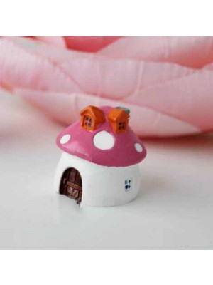 Himi Teraryum Objeleri 2'li Mantar Ev Pembe Dekoratif Biblo ve Diorama Objesi