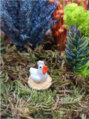 Himi Teraryum Objeleri 2'li Tavuk Dekoratif Biblo ve Diorama Objesi