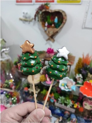 Himi Teraryum Objeleri 2'li Çam Ağacı Noel Yılbaşı Dekoratif Biblo ve Diorama Objesi