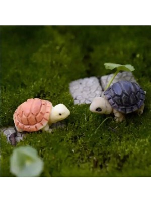 Himi Teraryum Objeleri 2'li Minik Kaplumbağa Dekoratif Biblo ve Diorama Objesi