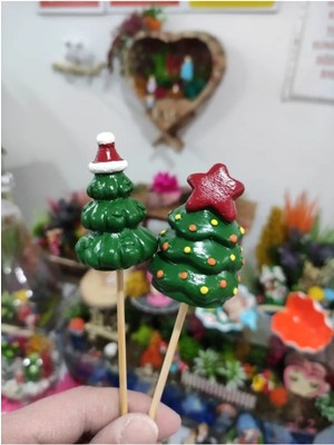 Himi Teraryum Objeleri 2'li Çam Ağacı Noel Yılbaşı Dekoratif Biblo ve Diorama Objesi