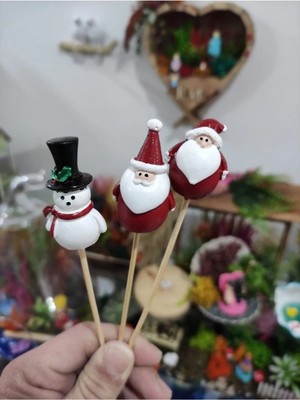 Himi Teraryum Objeleri 3'lü Noel Yılbaşı Kardan Adam Dekoratif Biblo ve Diorama Objesi