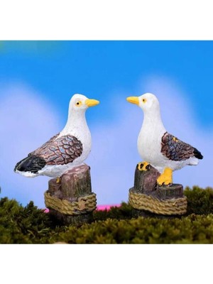 Himi Teraryum Objeleri 2'li Martı Dekoratif Biblo ve Diorama Objesi