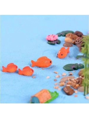 Himi Teraryum Objeleri 4'lü Balıklar Dekoratif Biblo ve Diorama Objesi