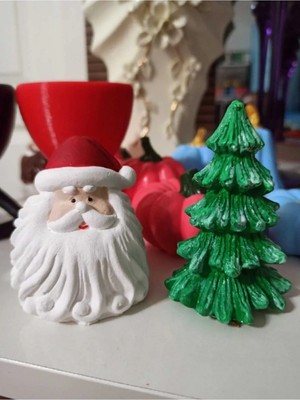 Himi Teraryum Objeleri Noel Dede ve Çam Ağacı Dekoratif Biblo ve Diorama Objesi