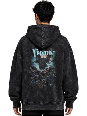 Sevbano Trivium Rock Metal Müzik Grubu Baskılı Unisex Oversize Yıkamalı Premium Hoodie Sweatshirt