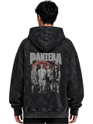 Sevbano Pantera Rock Metal Müzik Grubu Baskılı Unisex Oversize Yıkamalı Premium Hoodie Sweatshirt