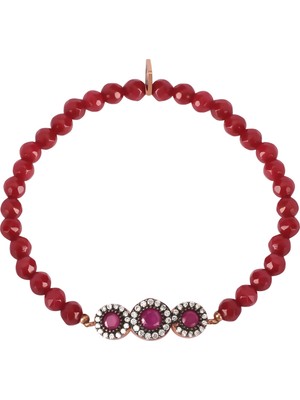 Emiliano Jewellery Zirkon Taşlı Rose Kaplama Yuvarlak Desenli Gümüş Strech Bileklik