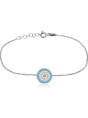 Emiliano Jewellery Zirkon Taşlı Pırlanta Montür Gümüş Rengi Kaplama 10 mm Gümüş Bileklik