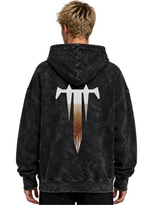 Sevbano Trivium Rock Metal Müzik Grubu Baskılı Unisex Oversize Yıkamalı Hoodie Sweatshirt
