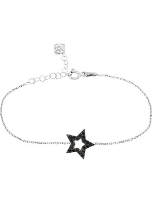 Emiliano Jewellery Emılıano Jewellery Zirkon Taşlı Pırlanta Montür Gümüş Rengi Altın Kaplama Yıldız Bileklik