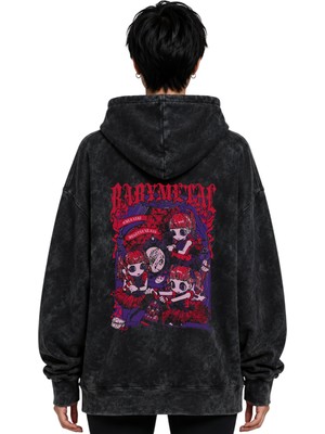 Sevbano Babymetal Rock Metal Müzik Grubu Baskılı Unisex Oversize Yıkamalı Premium Hoodie Sweatshirt