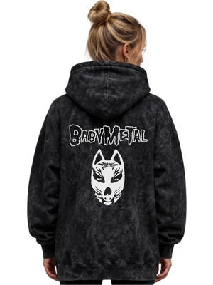 Sevbano Babymetal Rock Metal Müzik Grubu Baskılı Unisex Oversize Yıkamalı Hoodie Sweatshirt