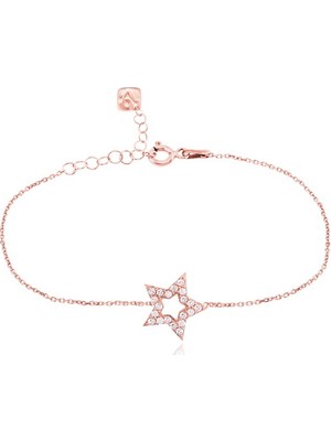 Emiliano Jewellery Emılıano Jewellery Zirkon Taşlı Pırlanta Montür Rose Altın Kaplama Yıldız Gümüş Bileklik