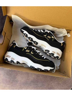 Evlium Skechers D'lites Kadın Siyah/altın Kelebek Detaylı Spor Ayakkabı