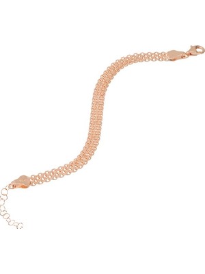 Emiliano Jewellery Rose Altın Kaplamalı  Zincir Gümüş Bileklik