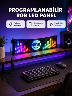 İlk El Grup Rgb LED Panel – Çok Renkli, Kumandalı, USB Bağlantılı Yazı ve Gıf Gösterimli Akıllı Lamba