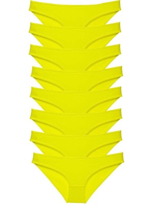 Elitse 8 Adet Süper Eko Set Likralı Kadın Slip Külot Sarı
