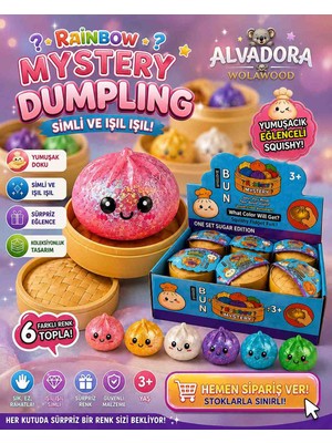 Wolawood Luxury Rainbow Mystery Dumpling Squishy Simli Kawaii Çin Mantısı Sık Bırak Oyuncak, Sürpriz Renk Koleksiyonu, Glitter Işıltılı Stres Giderici Fidget, Koleksiyonluk Eğlence 1 Adet