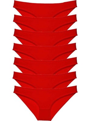 Elitse 7 Adet Süper Eko Set Likralı Kadın Slip Külot Kırmızı