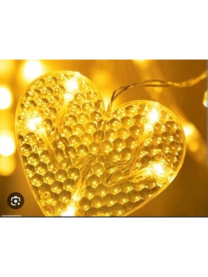 Elitse Kalp Perde LED 3m 6 Sıra 12 Adet Kalp LED Işık Gün Işığı