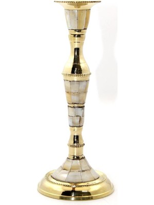 Elitse Tekli Pirinç Sedefli Şamdan 6023