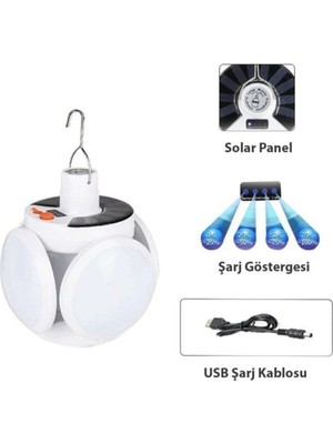 Elitse P-038 Solar Güneş Enerji ve USB Sarjli 5 Kanatlı
