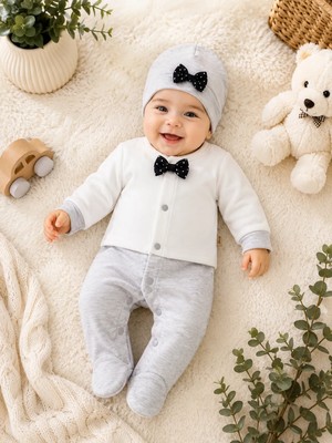 Waffle Baby 0-3 Ay  Bebek Tulum Takımı 3 Parça Yenidoğan Bebek Hastane Çıkışı Seti
