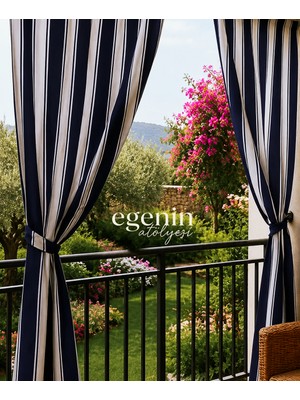 EGE'NIN ATÖLYESİ HOME TEXTİLE SİNCE 1999 Branda Perde, Balkon Perdesi, Bağcıklı, Kalın Kumaş, Yağmur Geçirmez